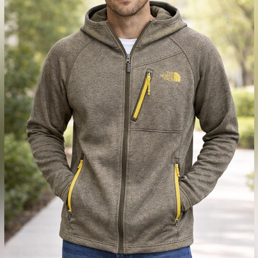 The North Face Grey/Green Jacket with Yellow Accents